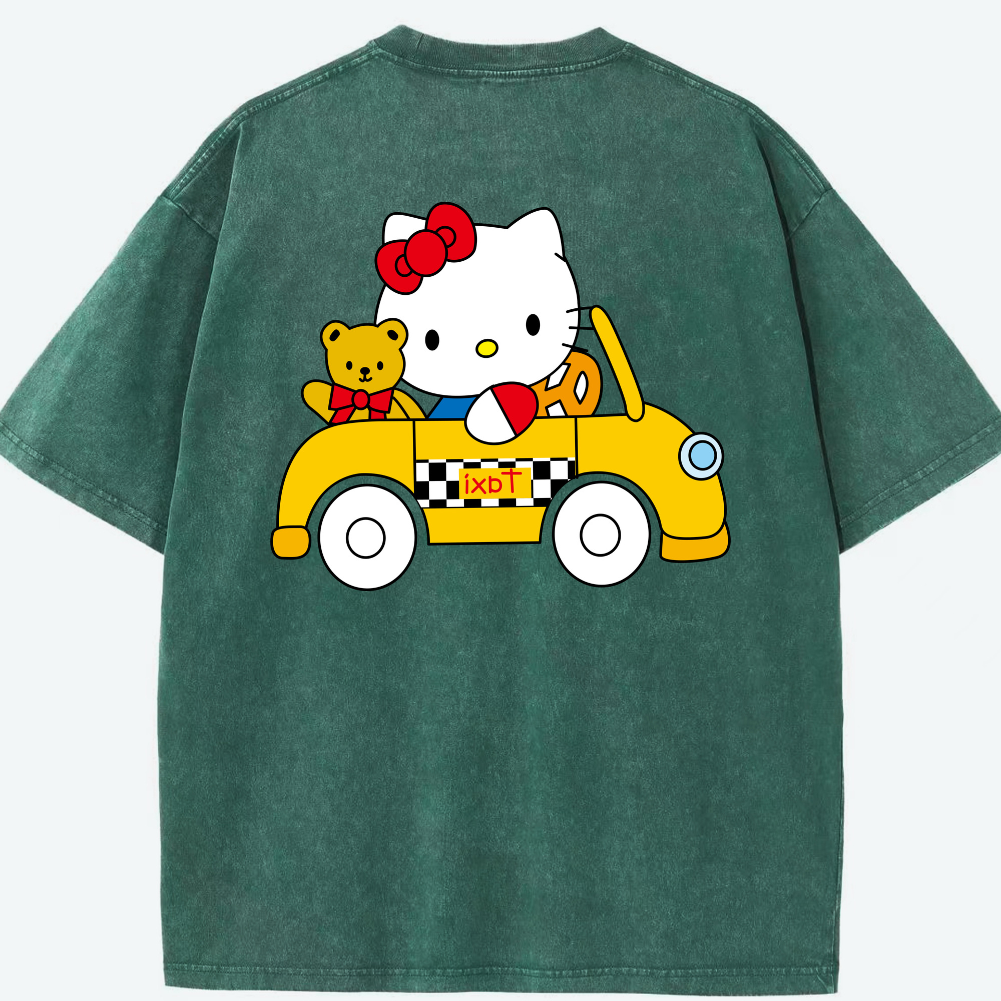 （画像用） Hello Kitty ハローキティ 綿100% ヴィンテージ風 半袖Tシャツ（背面プリント）